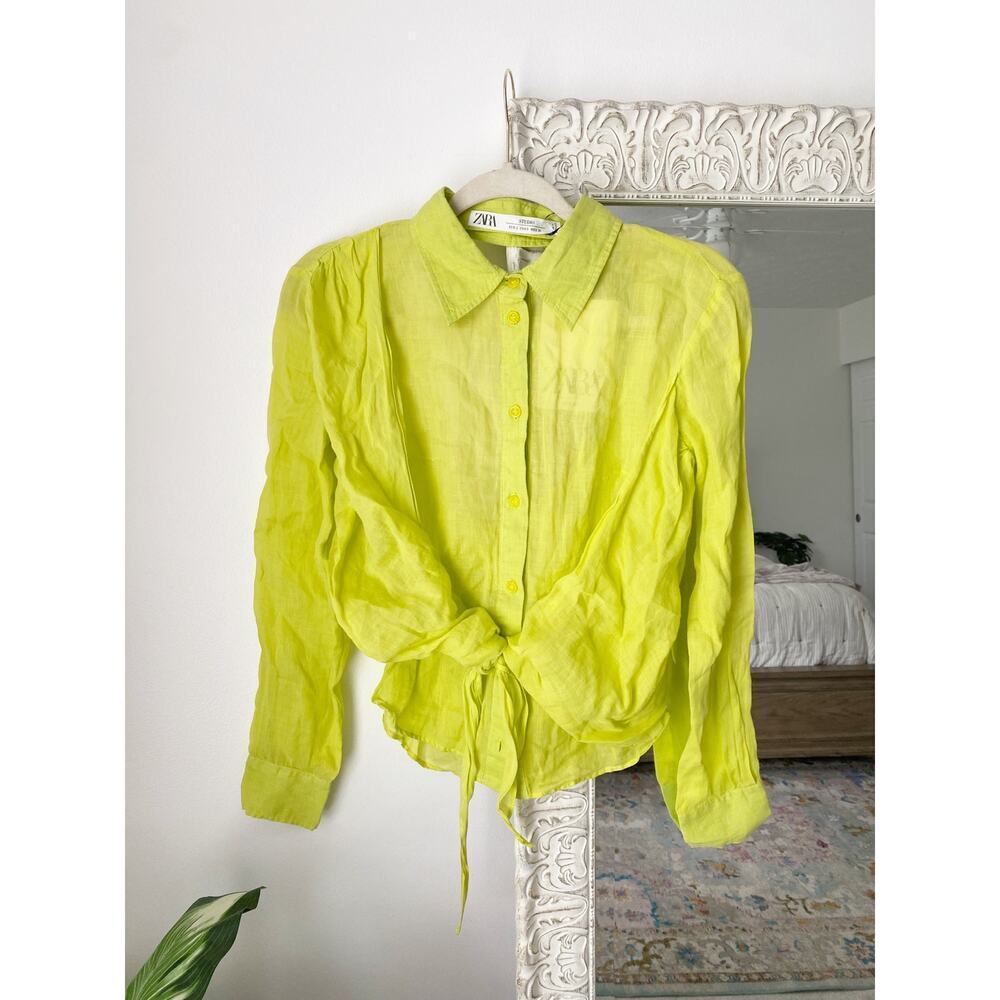 Zara Limited Edition Tie Front Open-Back Button Down - Picture 2 of 14